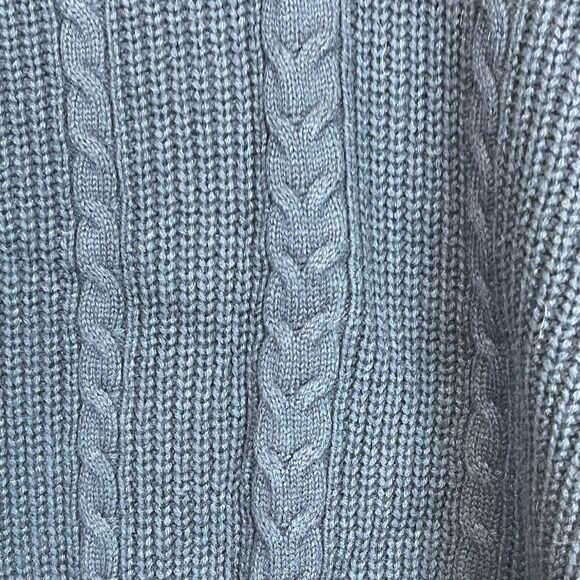 Vintage IZOD Sweater Men's XL Blue Chunky Cable Knit Wool Blend V Neck Pullover - Picture 12 of 12